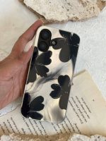 قاب گوشی آینه ای طرح گل مشکی